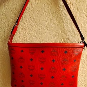 MCM Pouch, Candy Red 11 1/2"W x 8 1/2" H x 1/2"D